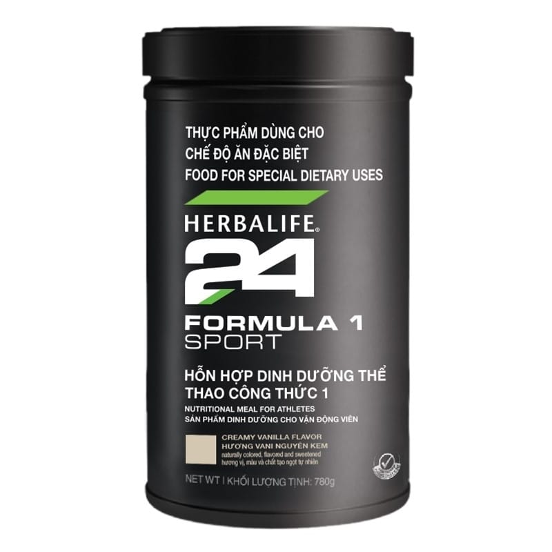Sản phẩm Herbalife 24 Formula 1 Sport chính hãng có có phần thông tin được in ấn sắc nét, rõ ràng