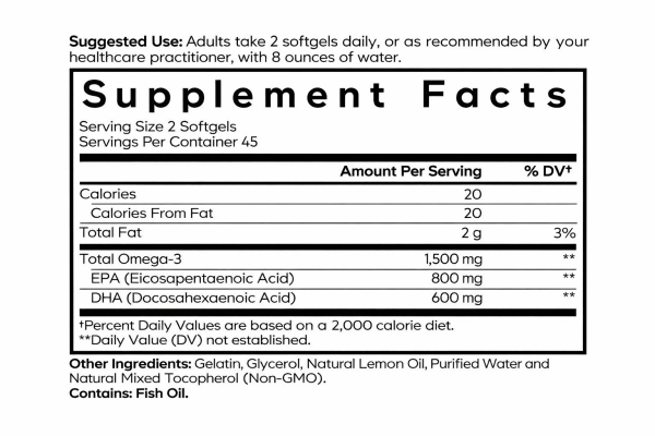 1 khẩu phần 2 viên Omega-3 CODEAGE cung cấp 800mg EPA và 600mg DHA