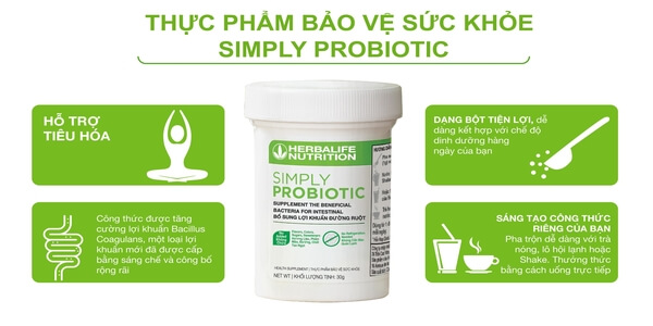 Simply Probiotic được phân phối bởi công ty đa quốc gia Herbalife Nutrition