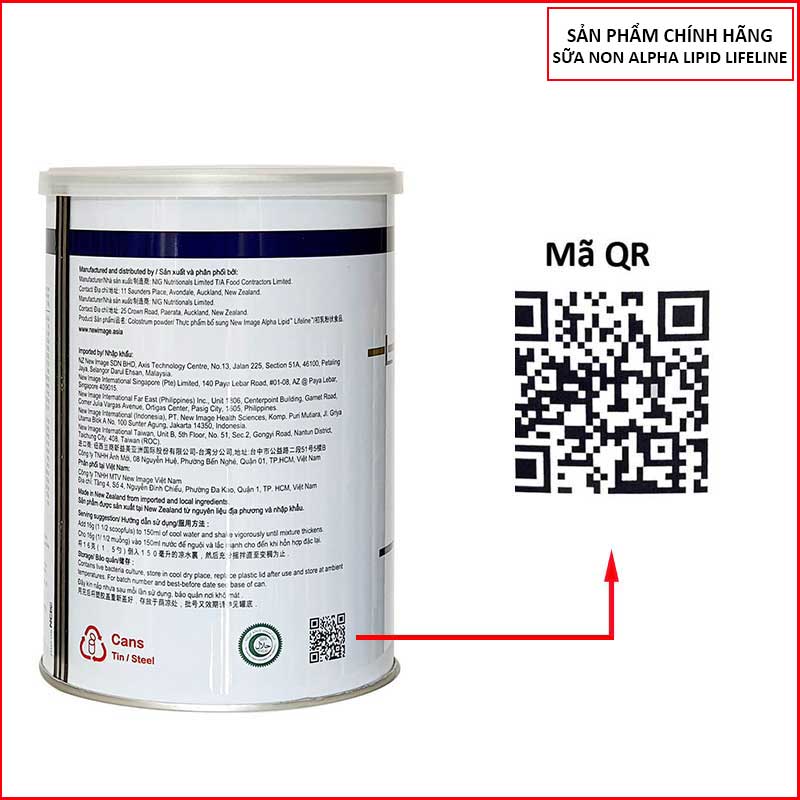 Mã QR của sữa non alpha lipid lifeline